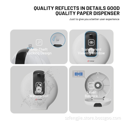 Jumboo Roll Tissue Dispenser - FQ-007 ABS Rolling Paper Dispenser for Bathroom Tissue